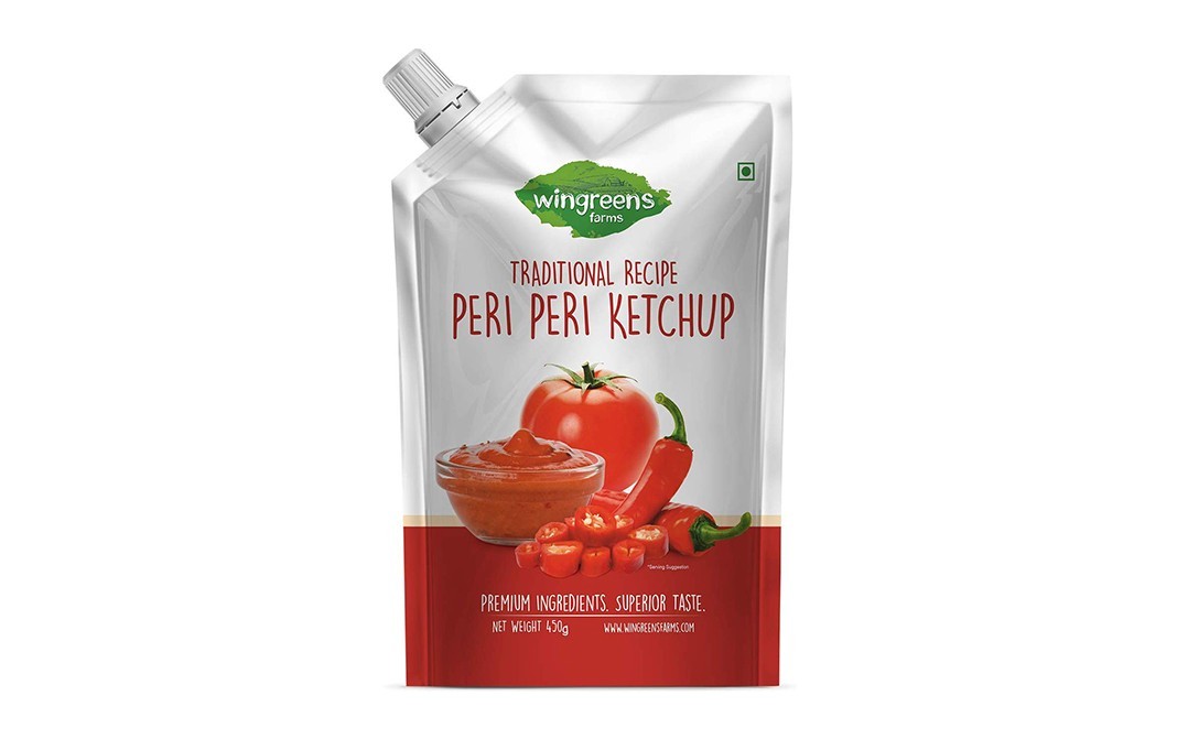 Wingreens Farms Traditional Recipe Peri Peri Ketchup-   Pack  450 grams